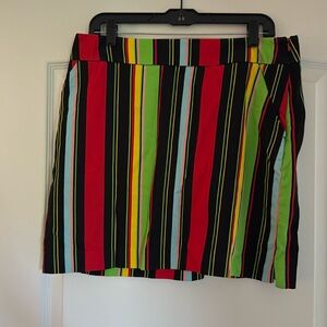 Loudmouth Golf Skort BRIGHT STRIPES Red Green Black Sz 12 Pickle Ball EXCELLENT